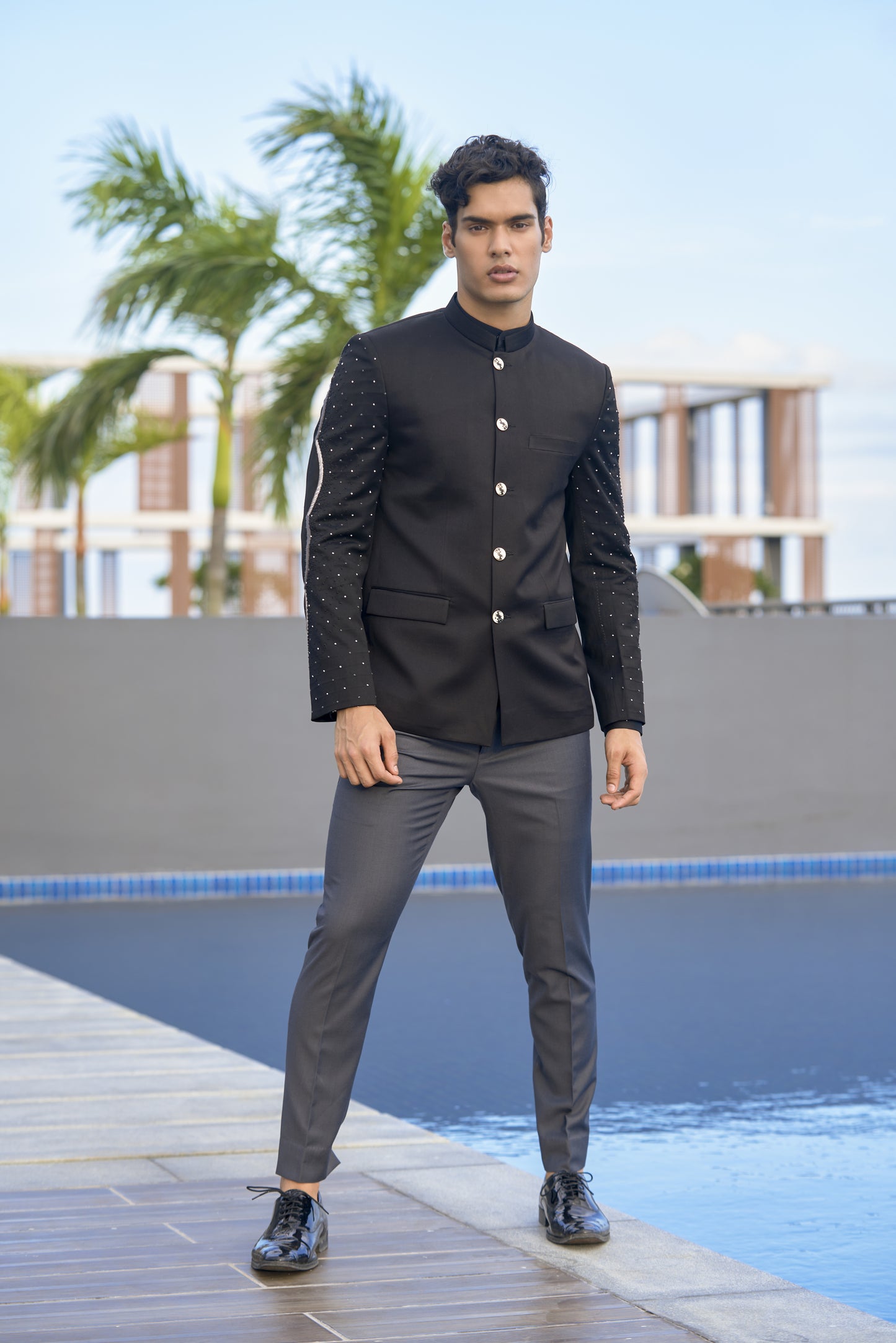 Black Embroidered Prince Suit Set