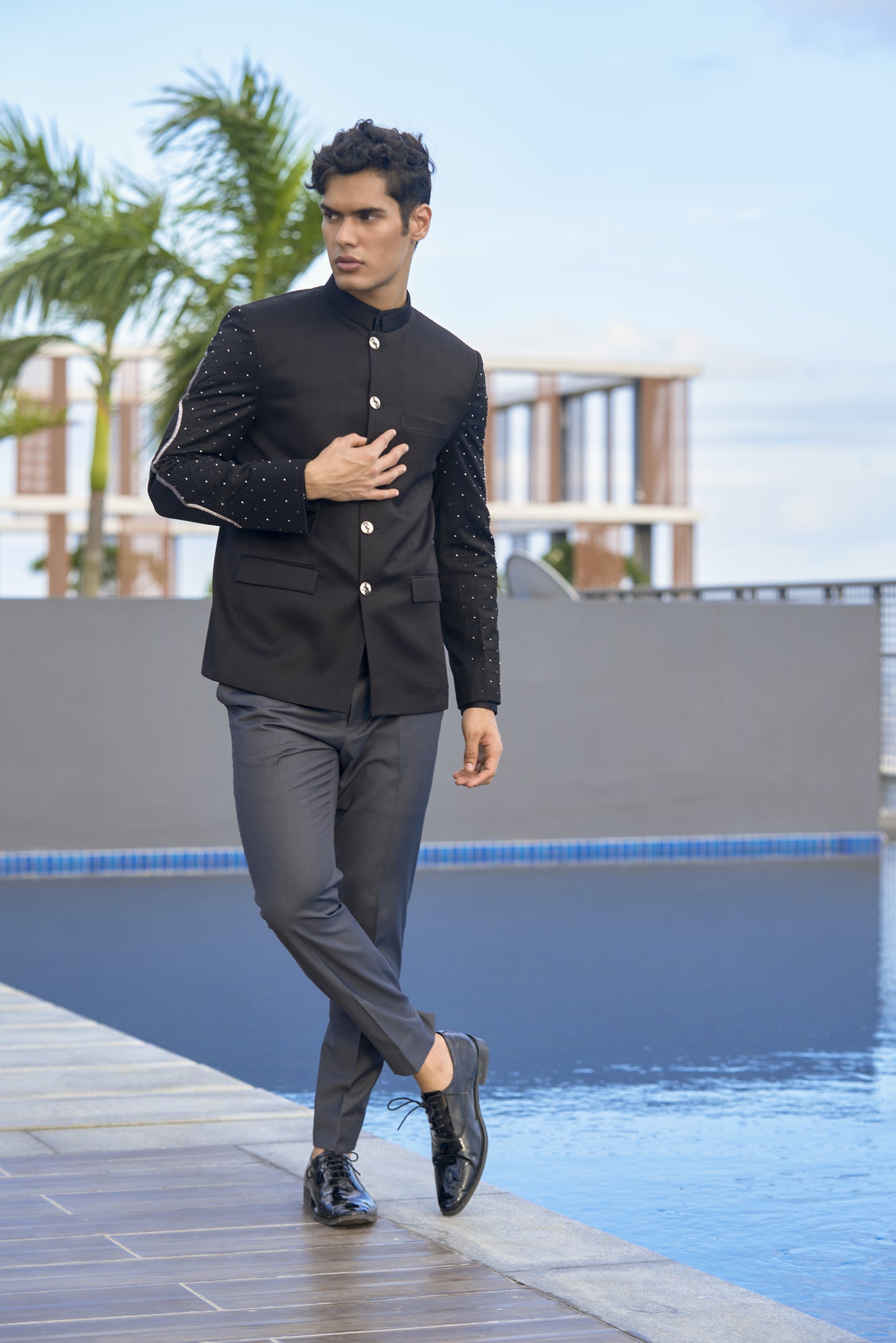 Black Embroidered Prince Suit Set