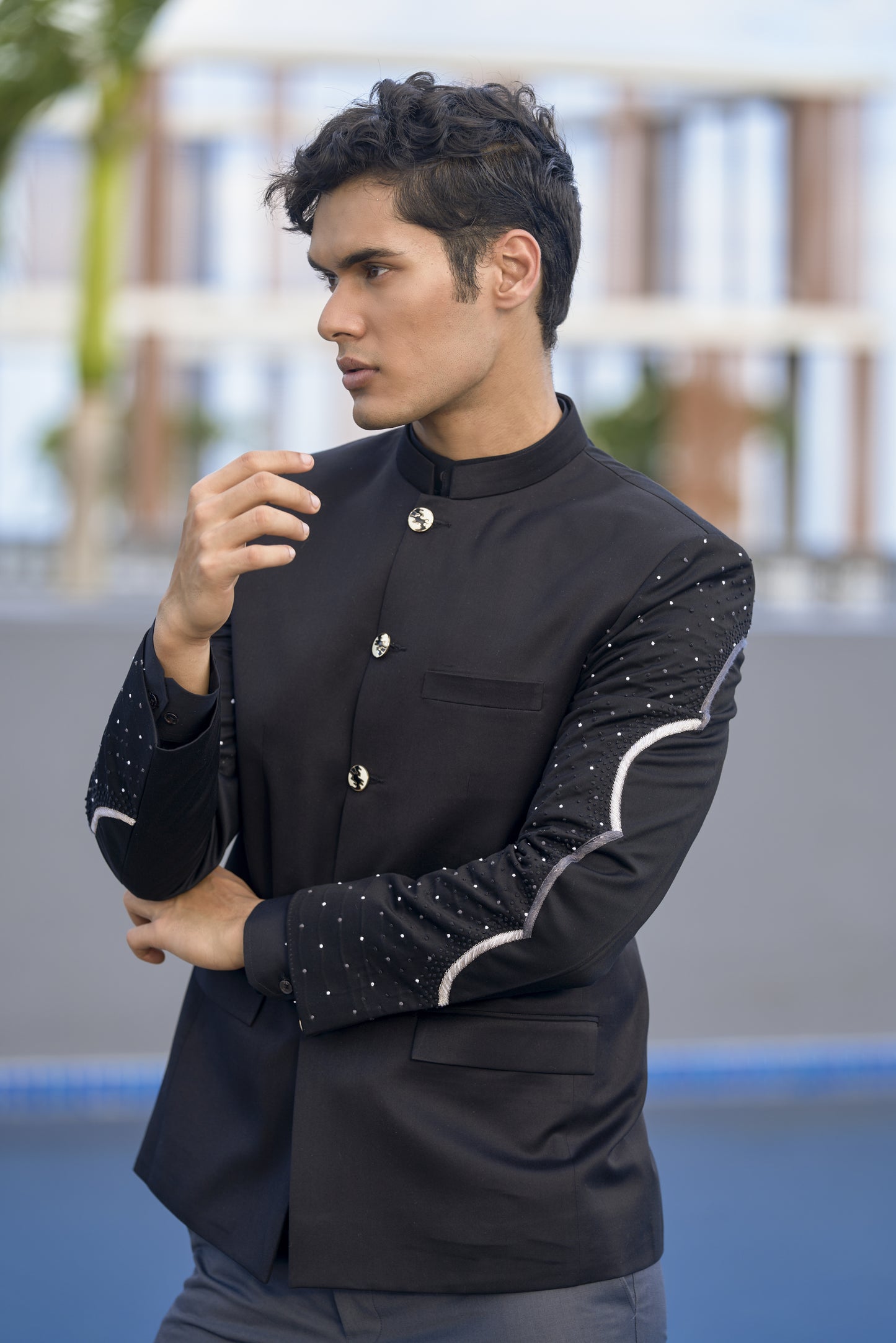 Black Embroidered Prince Suit Set