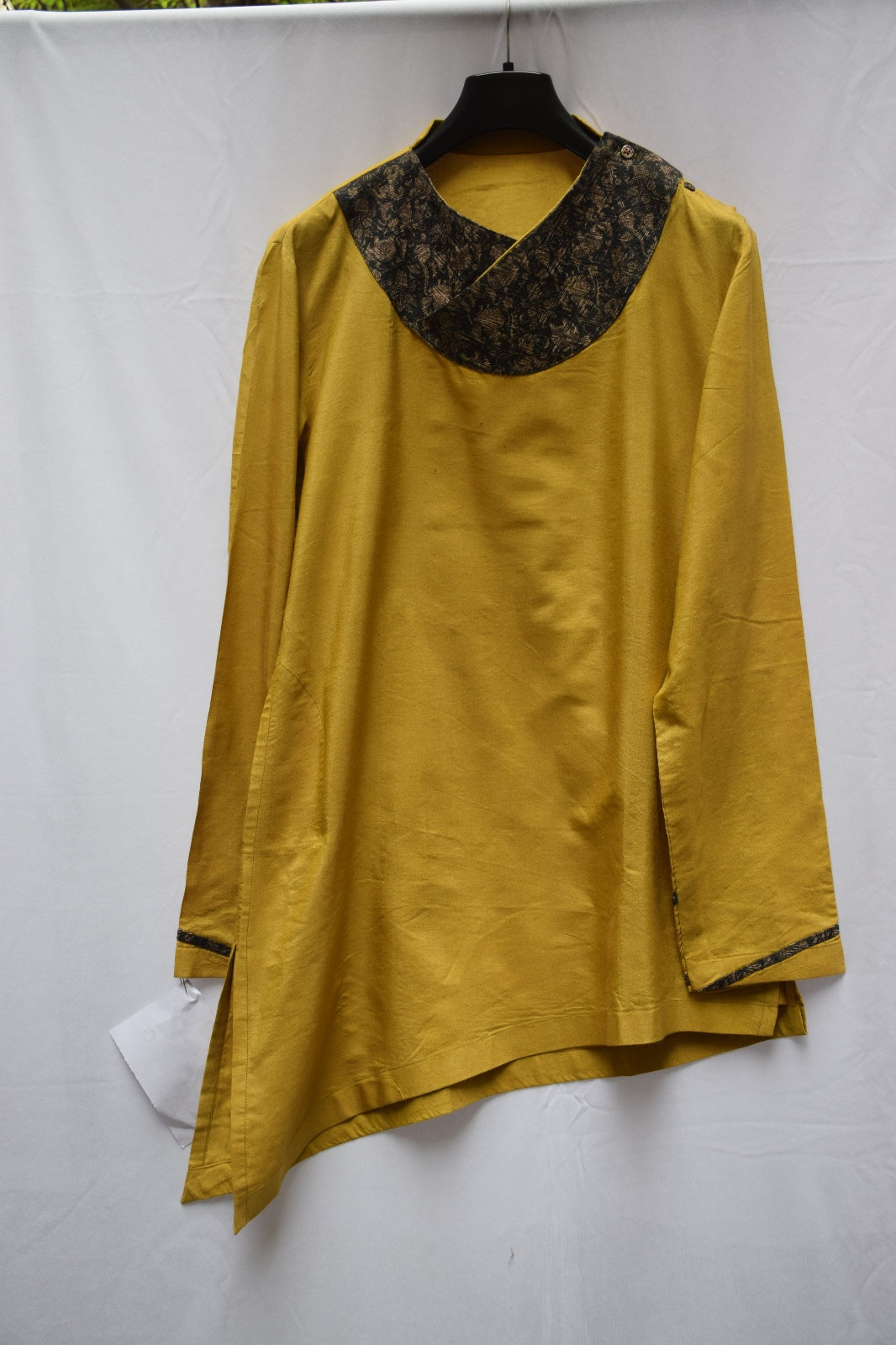 Mustard yellow assymetric kurta
