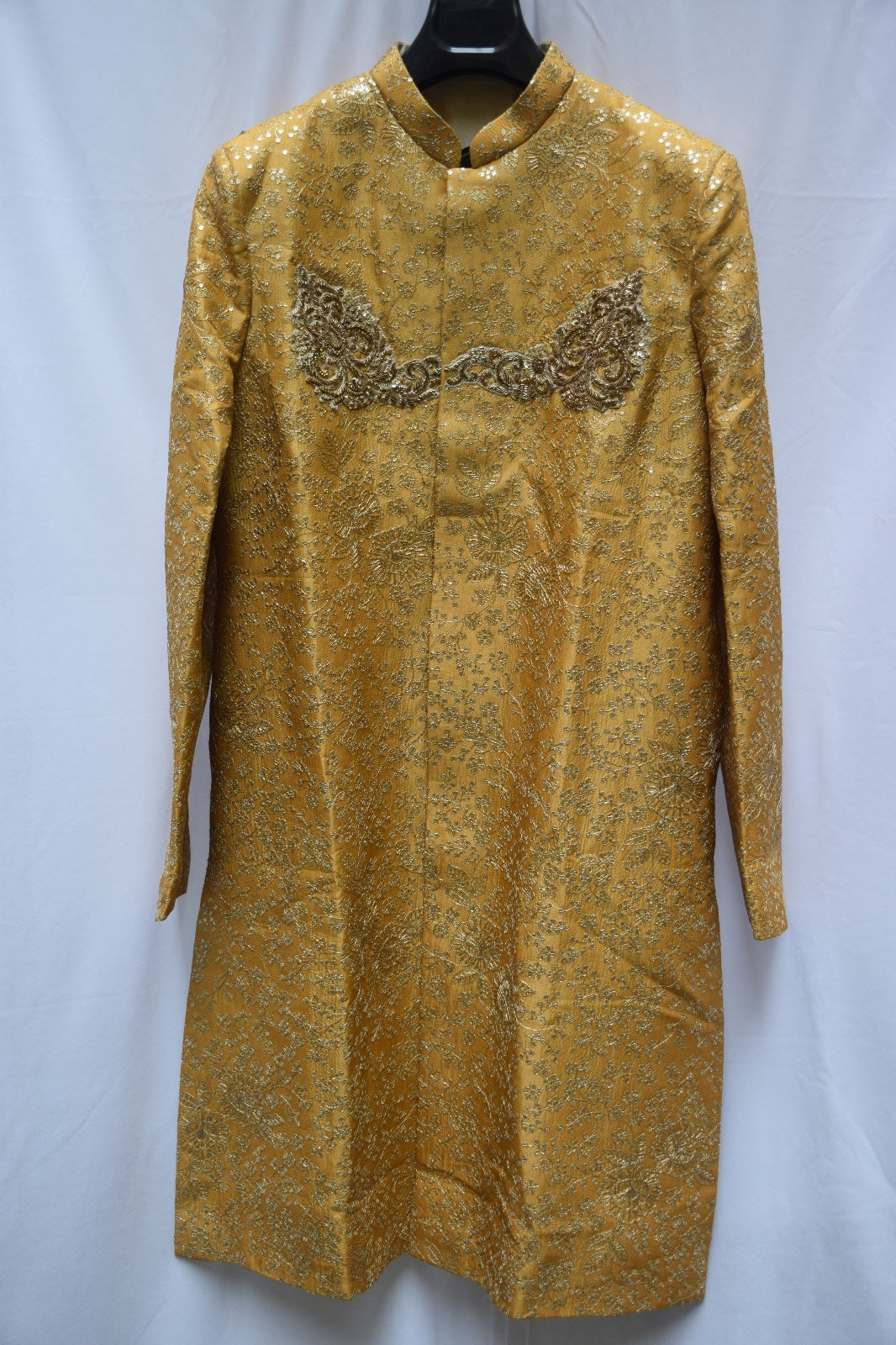 Mustard all over Zari and Sequence Embroidered Sherwani