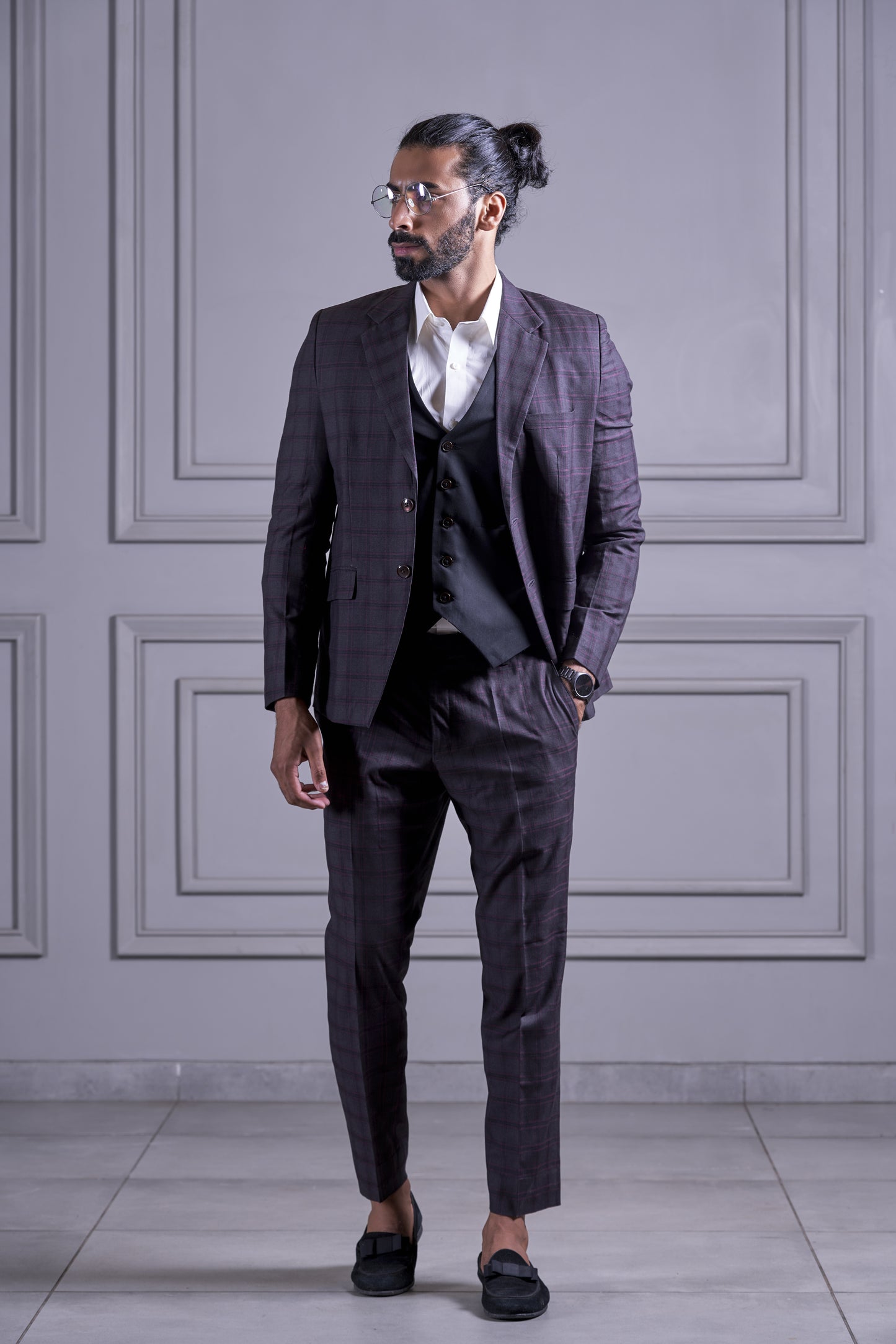 Brown Checkered Suit Set