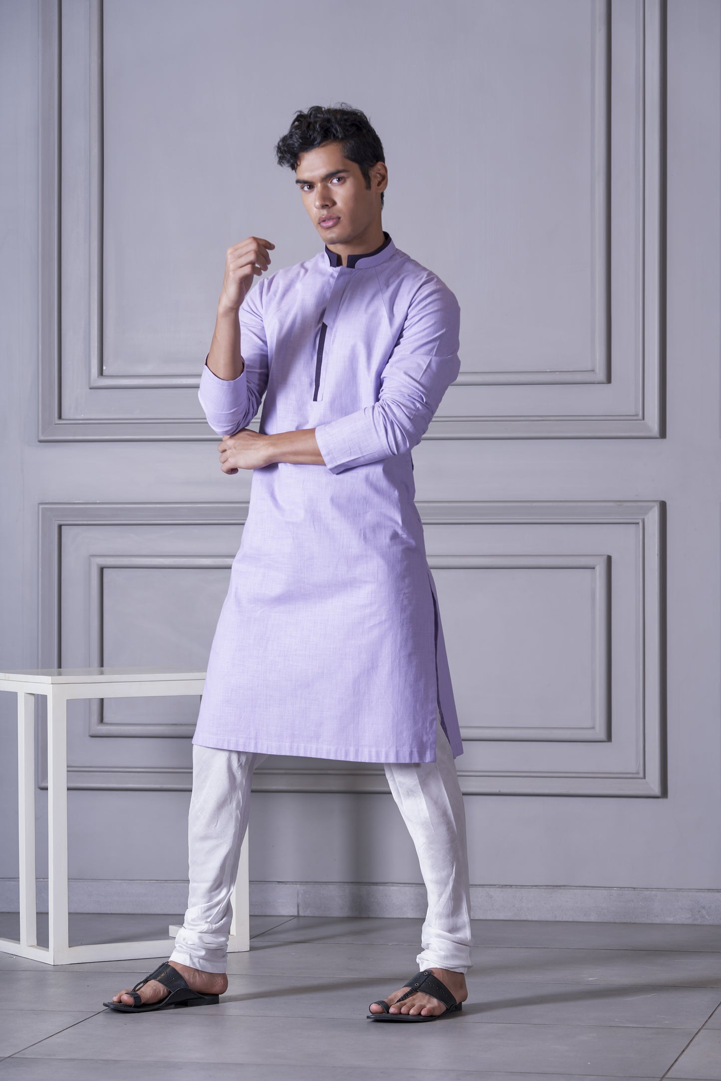 Lavender Linen Kurta Set