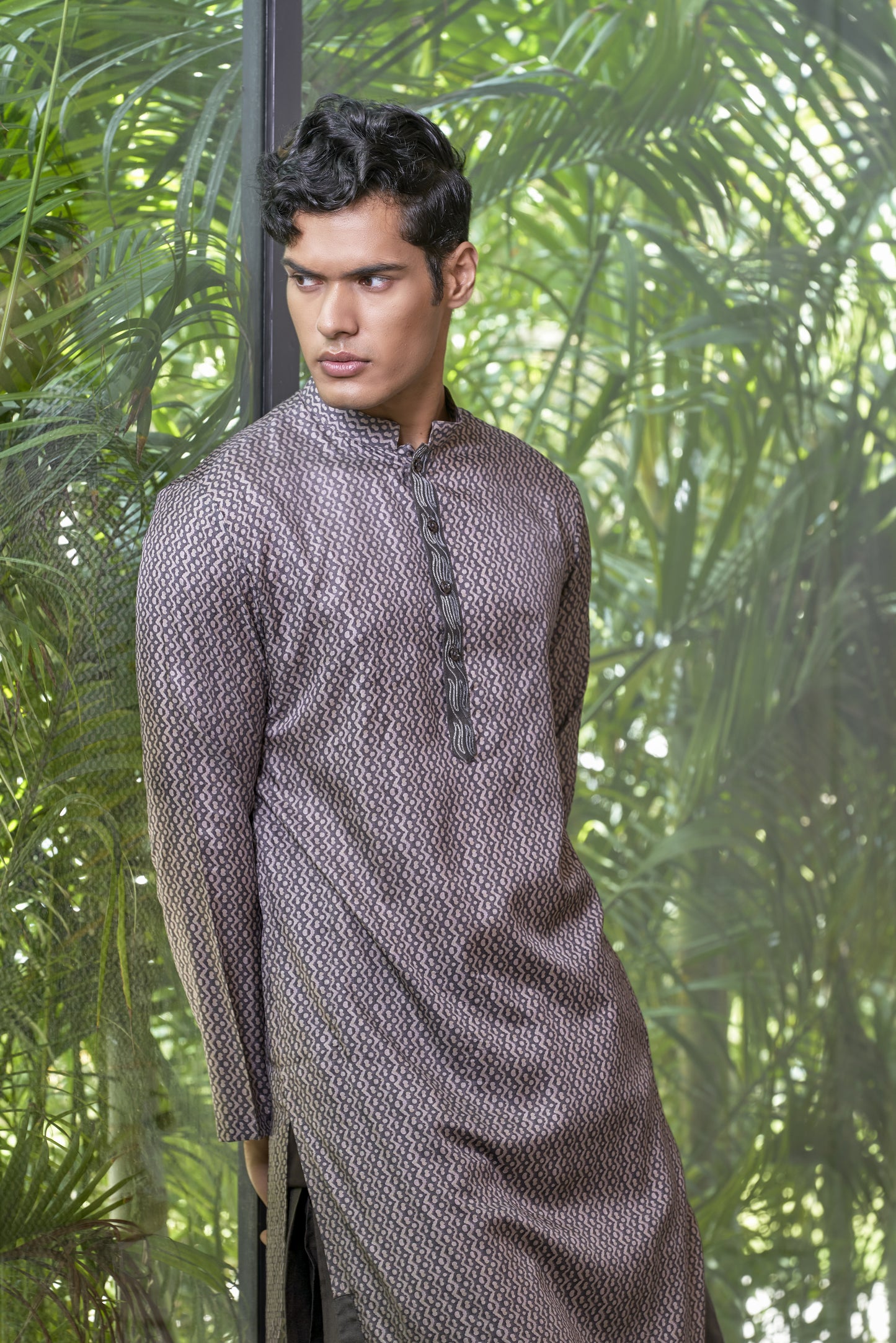 Grey Printed Kurta Set