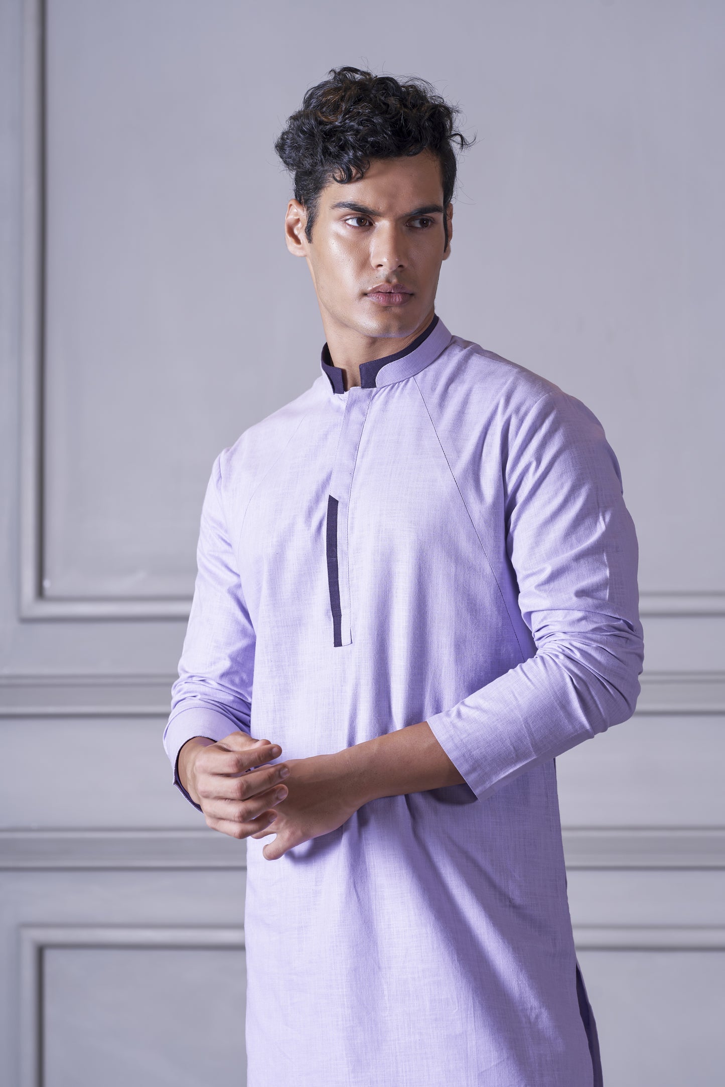 Lavender Linen Kurta Set