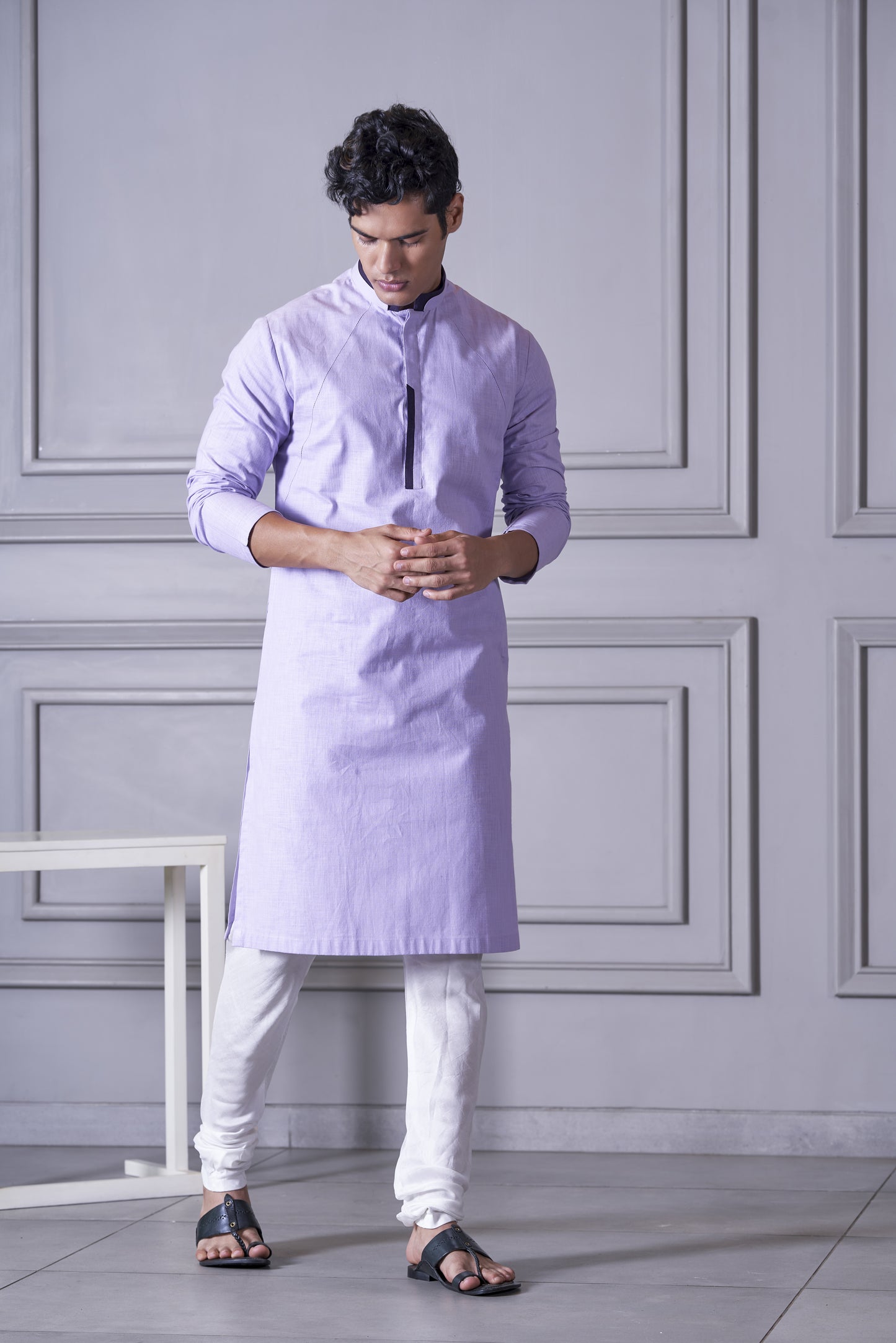 Lavender Linen Kurta Set