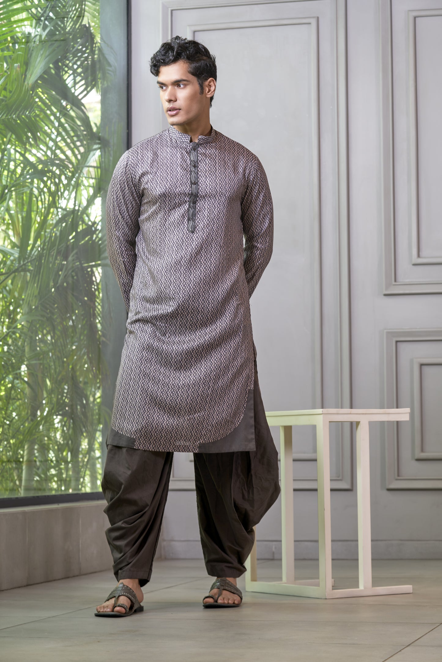 Grey Printed Kurta Set