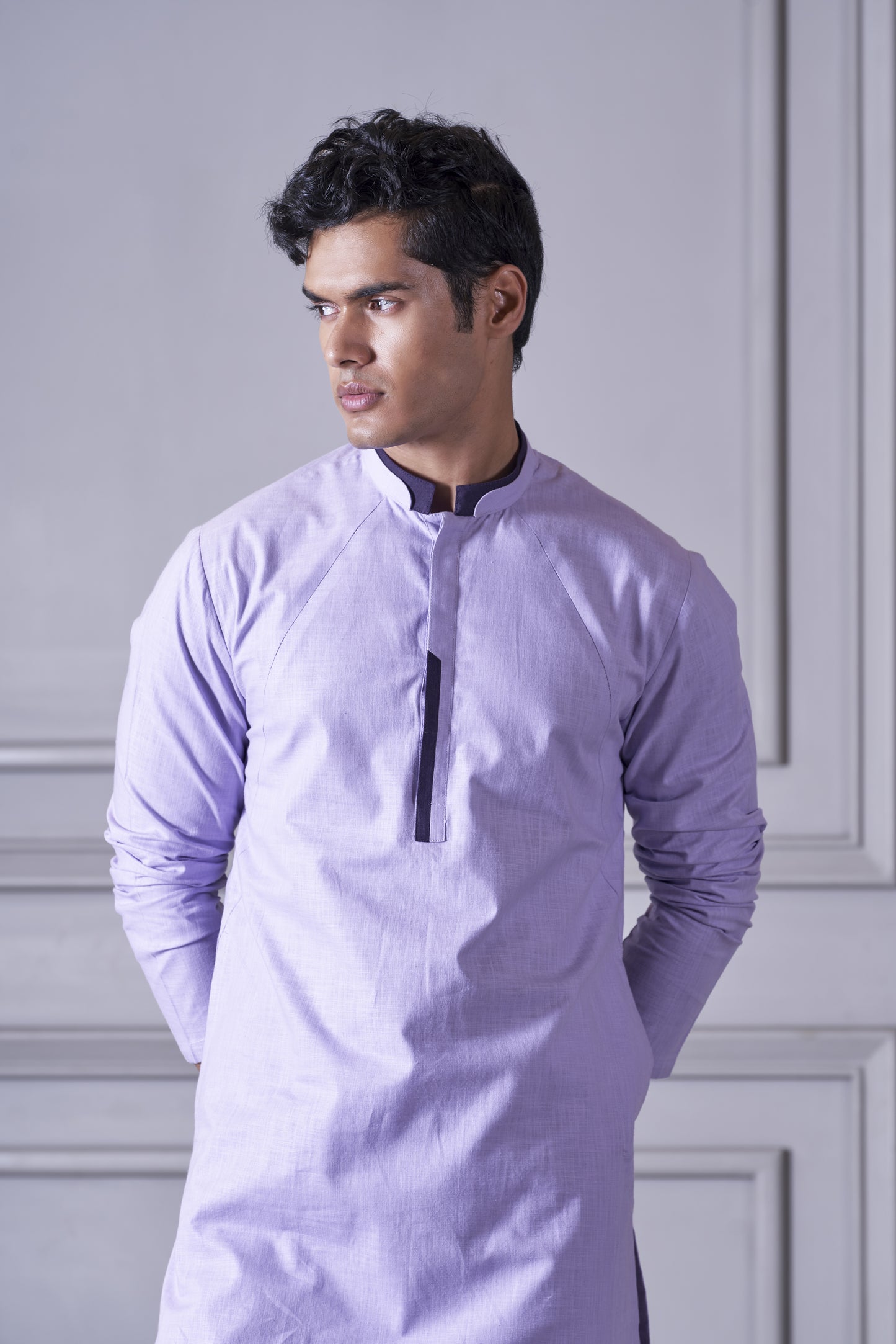 Lavender Linen Kurta Set