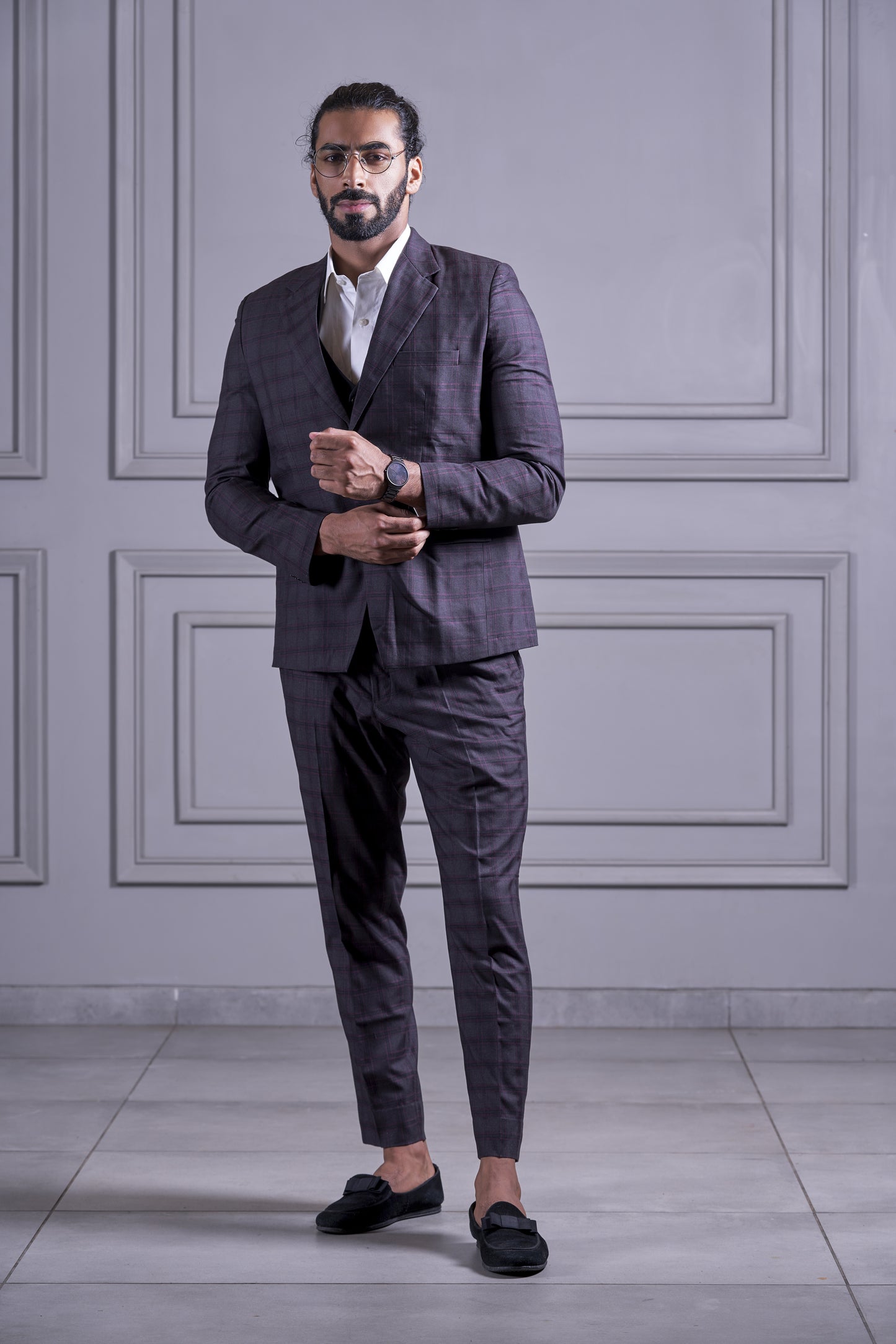 Brown Checkered Suit Set