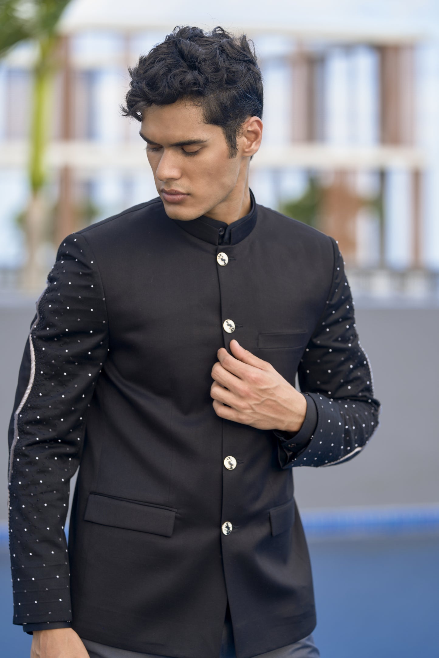Black Embroidered Prince Suit Set