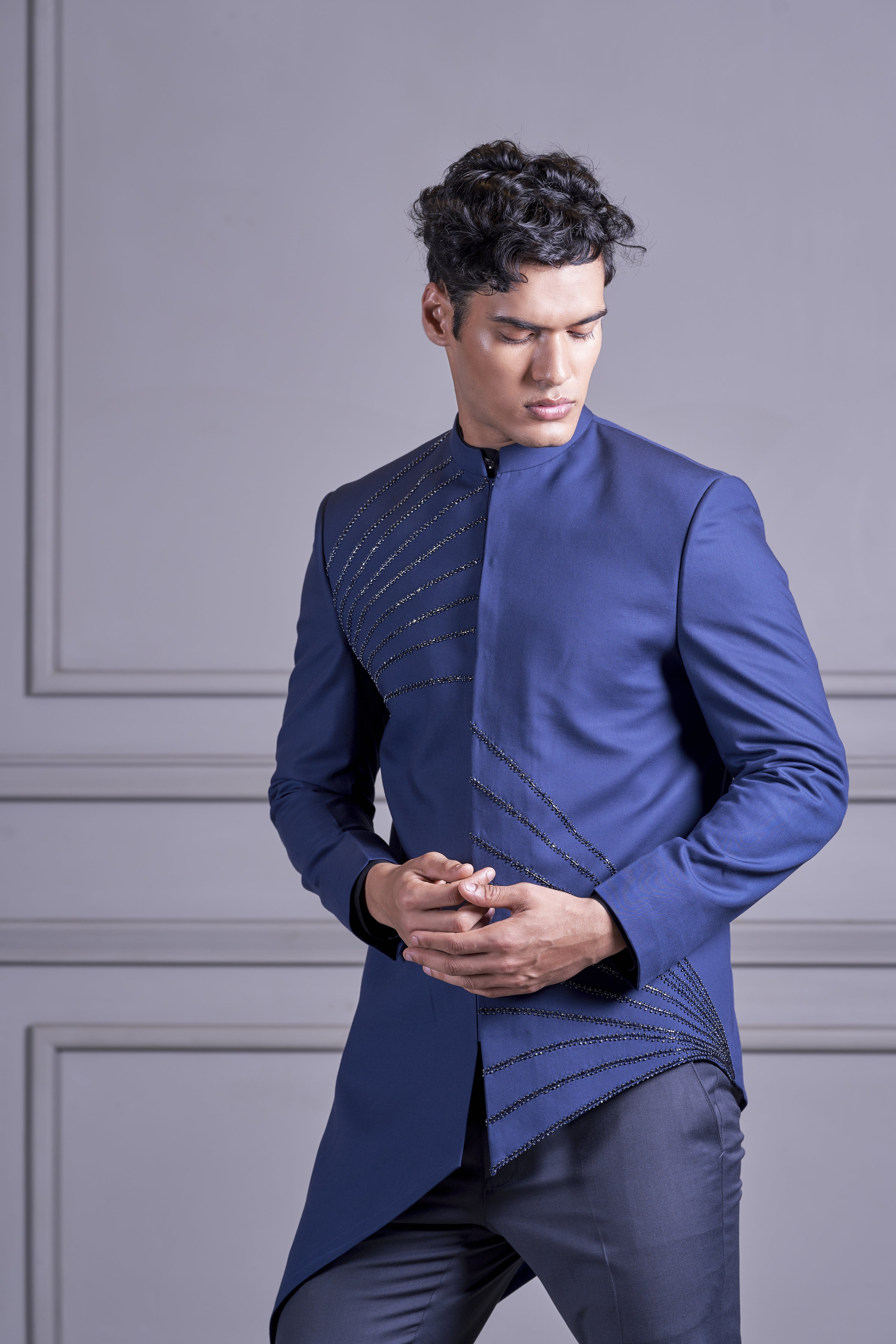 Multicolor Embroidered Ice Blue Bespoke Prince Suit – Uomo Attire