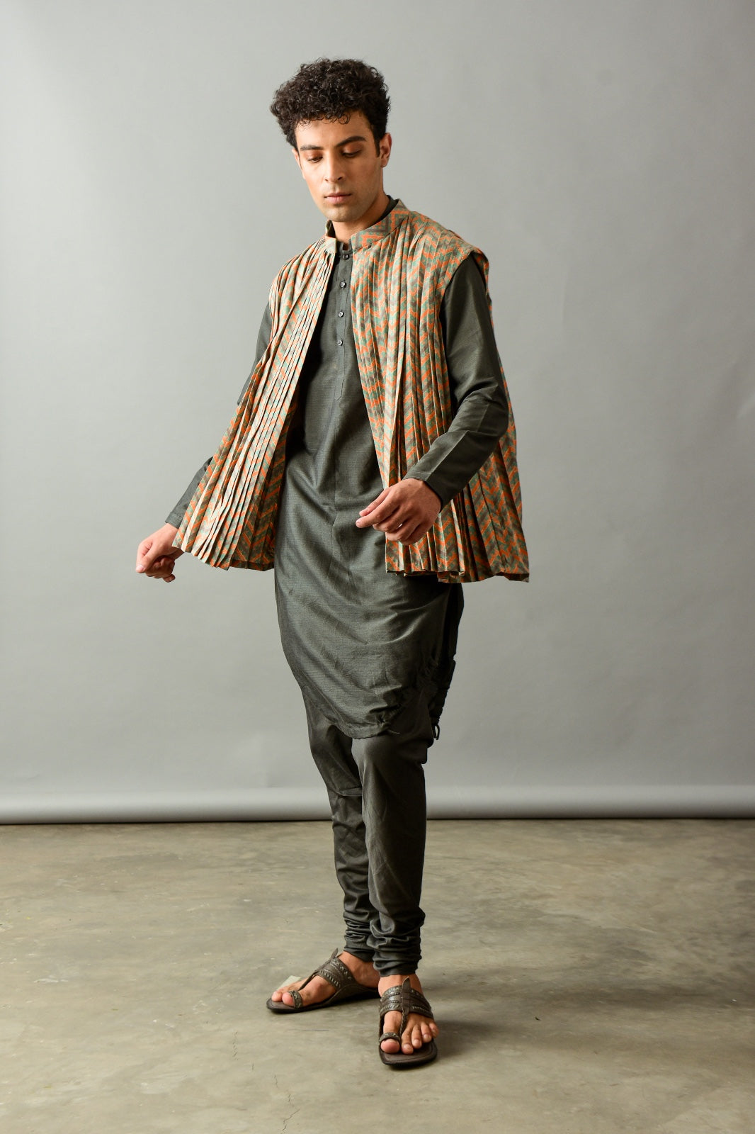 Grey Kurta in Cotton Silk