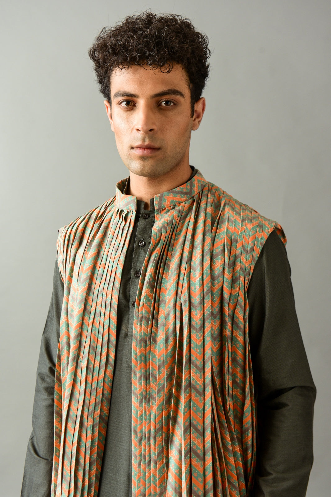 Grey Kurta in Cotton Silk