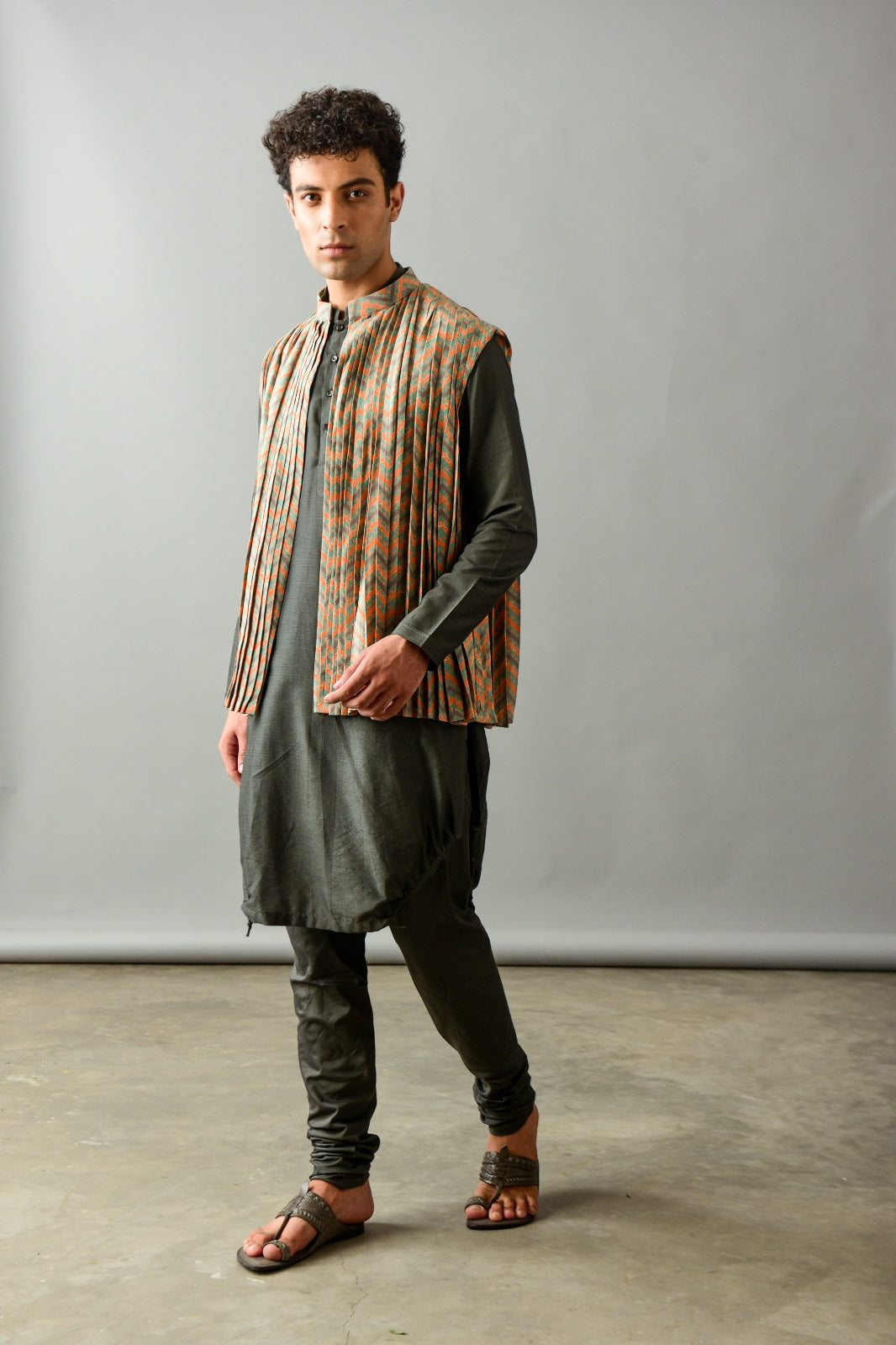 Grey Kurta in Cotton Silk