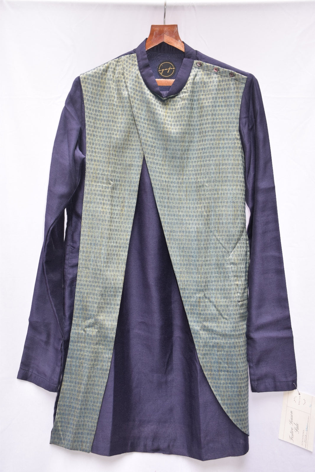 Blue Kurta with assymetric flaps