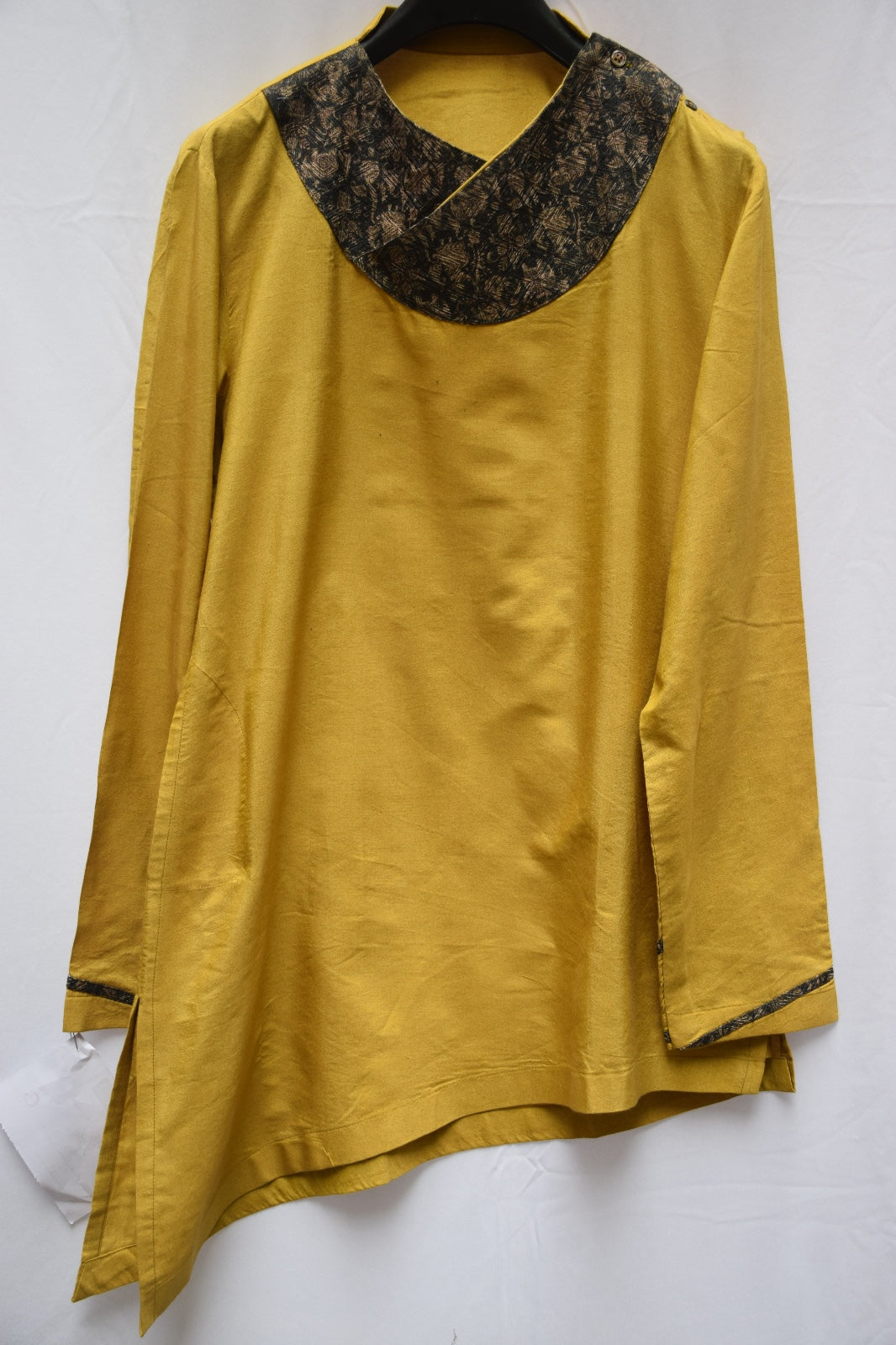 Mustard yellow assymetric kurta