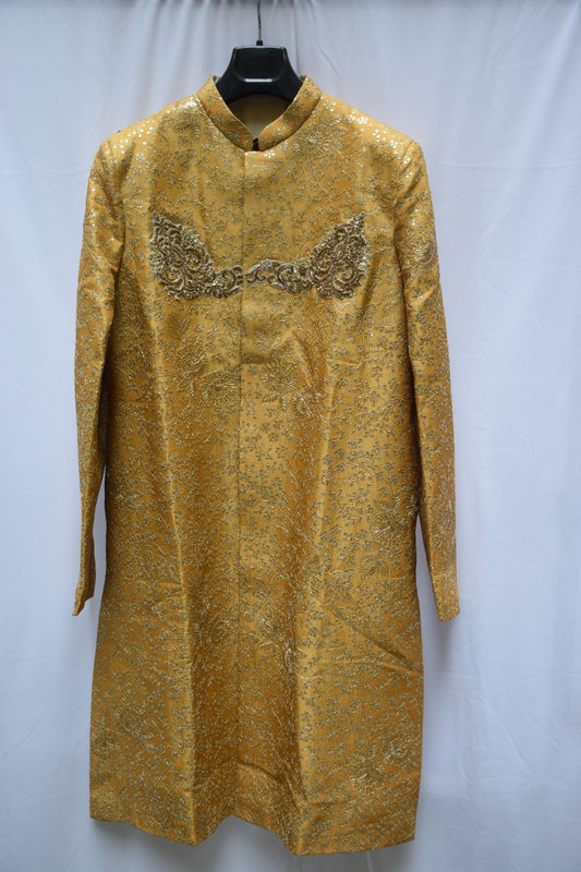 Mustard all over Zari and Sequence Embroidered Sherwani