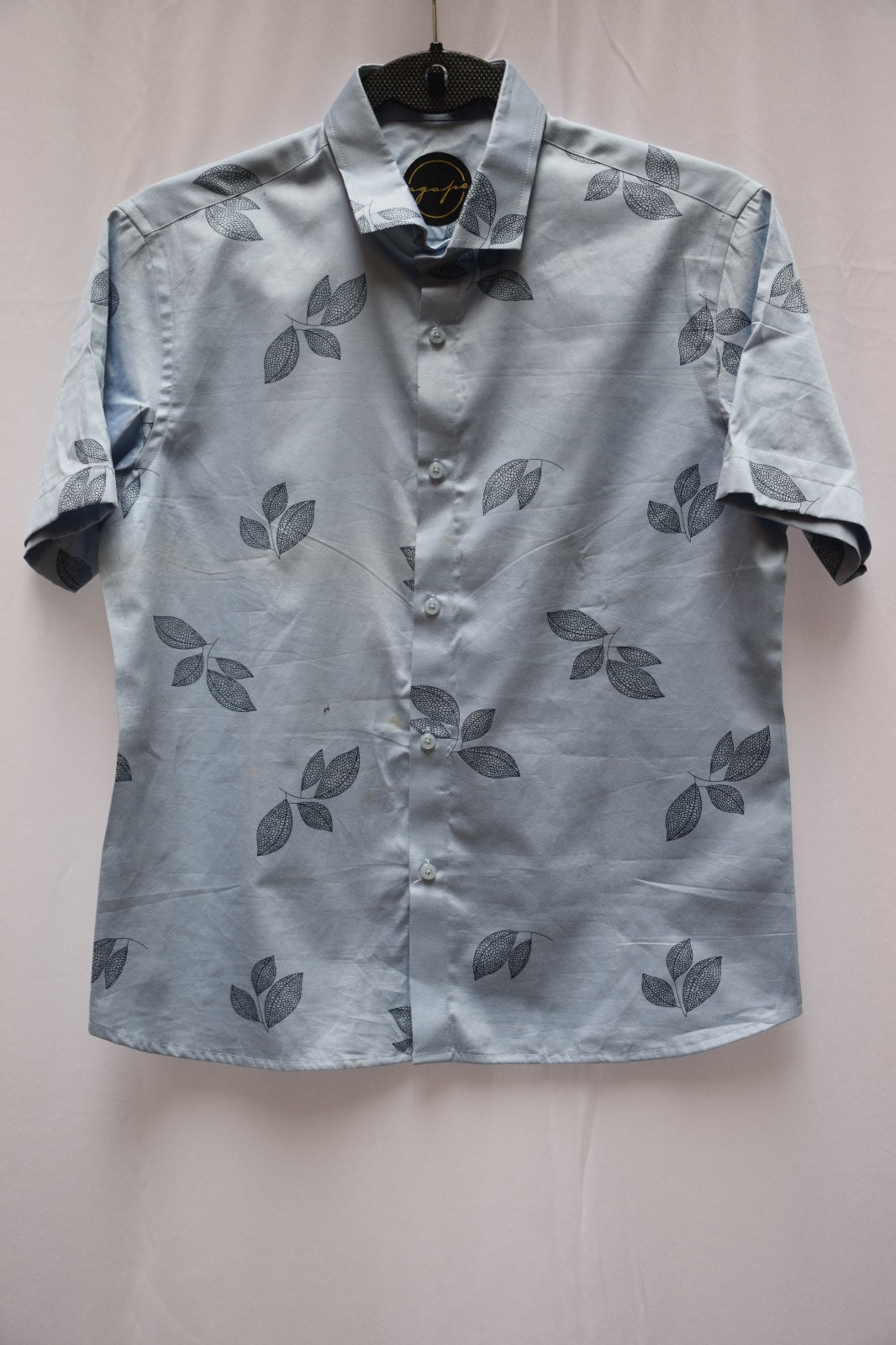 Cotton Silk Sky Blue printed half sleeve Shirt