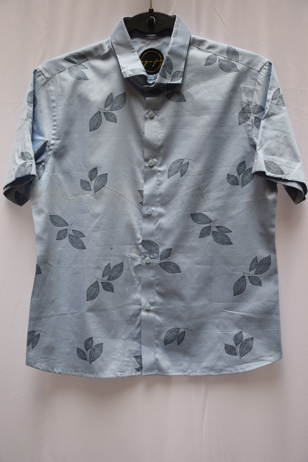 Cotton Silk Sky Blue printed half sleeve Shirt