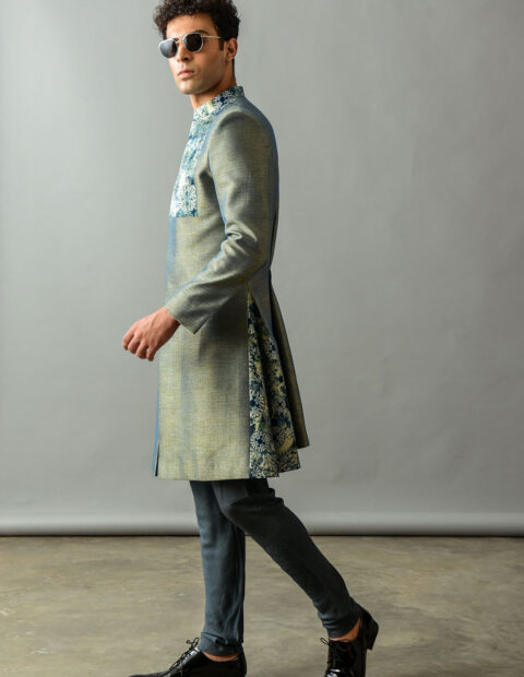 Blue Metallic Sherwani