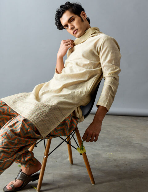 White cowl neck Kurta