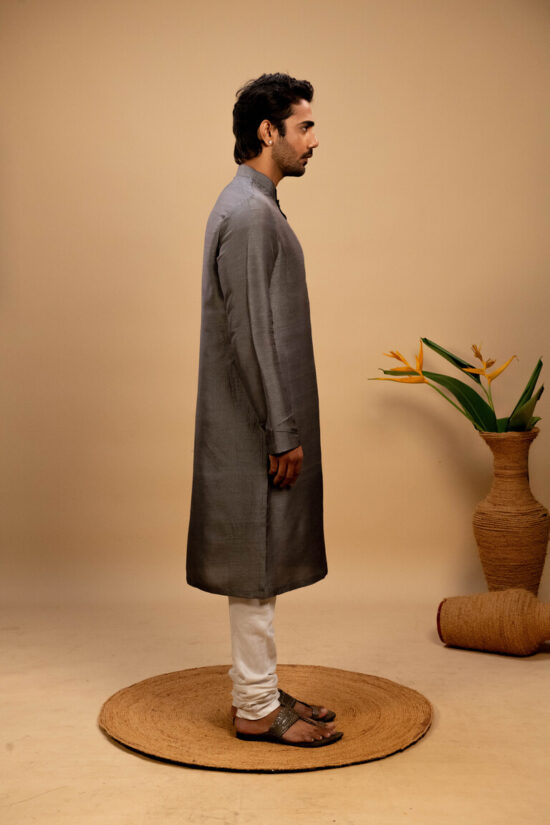 Graphite grey Kurta & Nehru Jacket Set - Image 11