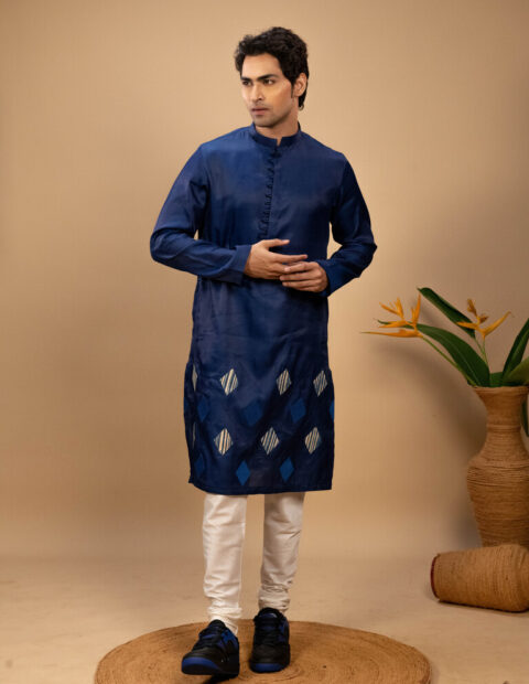 Blue patch work kurta set