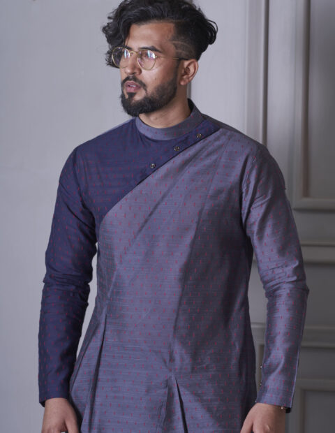Contemporary blue kurta set.