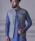 Origami inspired Kurta with geometric print jacket.